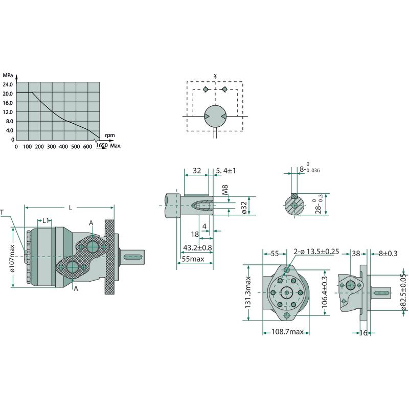 BMR hydraulic motor 50 cm3 diameter 32 G1/2 inch