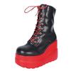 Мода 11 см Новый Дизайн Женские Панк Готические Мотоциклетные Ботинки Платформа Массивный Высокий Каблук Ботильоны Женские Крутые На Танкетке Черные Красные Женские Туфли