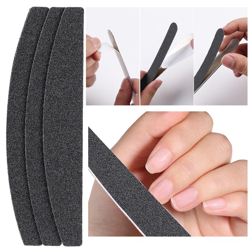 Straight Replacement Nail File 100/180/240 Grey Black Removable SandPaper With Stainless Steel Handle Metal Sanding Nail Files