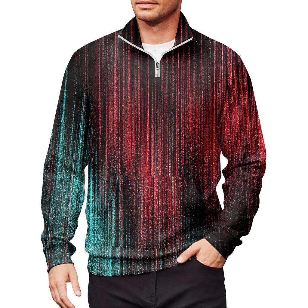 Мужской свободный повседневный свитшот на молнии 1/4, модный топ с длинным рукавом и принтом, с карманами