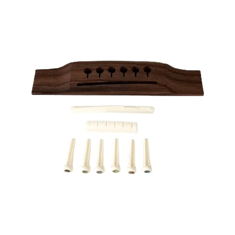 Acoustic Guitar Wood Rosewood Bridge Guitar Wood Bridge Guitar Saddles Nut Slotted with 6 Bridge Pins Easy to Install