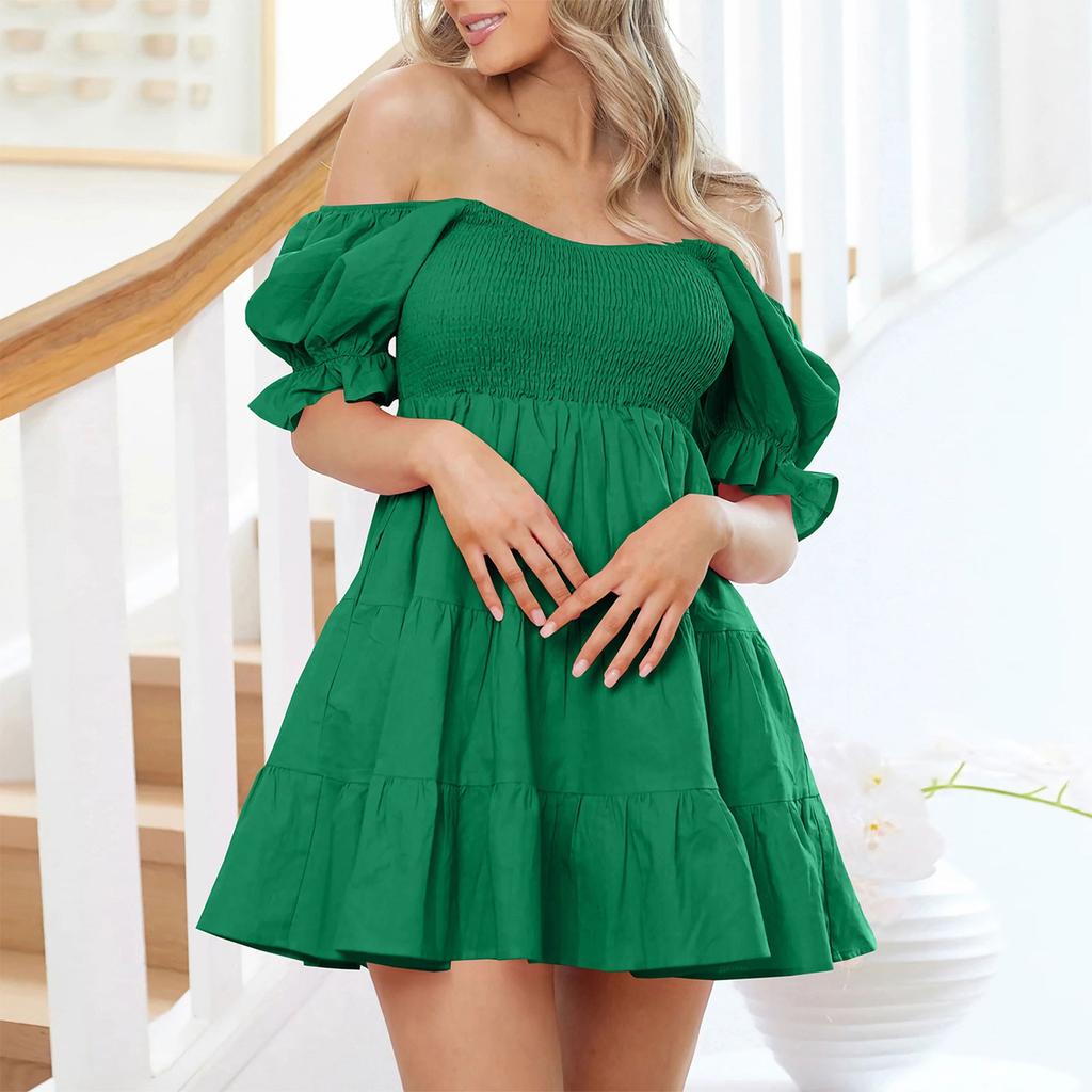 Women's Sexy Ruffled Cake Skirt Slim Fit Temperament Short Dress Summer Dress Short Sleeve Sundress