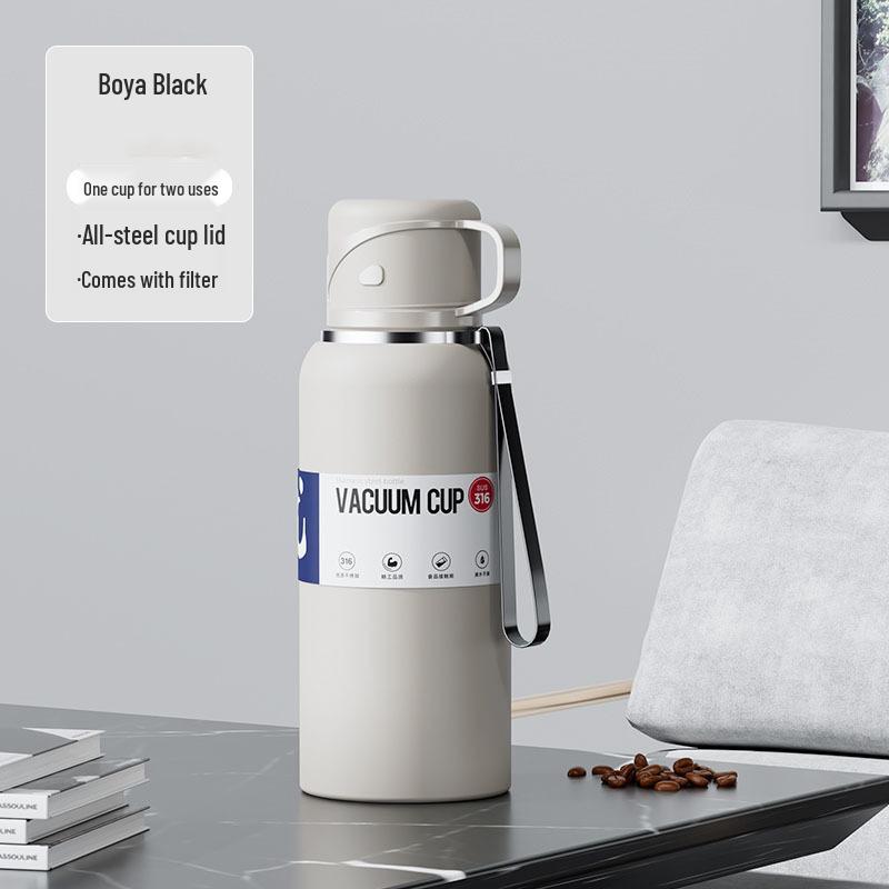 Мужская термокружка из нержавеющей стали 316 большой вместимости для путешествий на открытом воздухе с разделением чая и воды, с логотипом на заказ