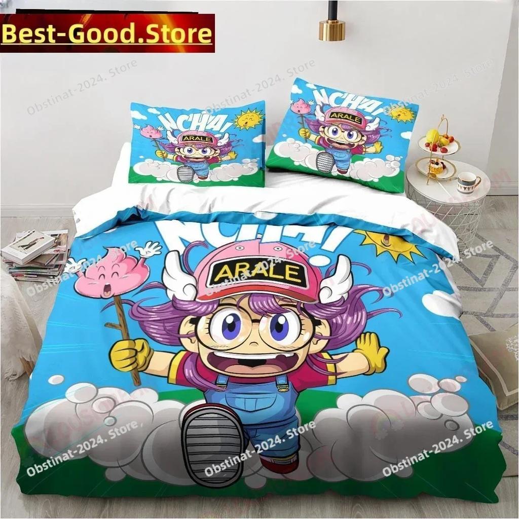 Милый мультяшный DR S-Slump Арале Аниме Комплект постельного белья Печатное одиночное одеяло Пододеяльник Наволочка 3 предмета Детский Взрослый размер