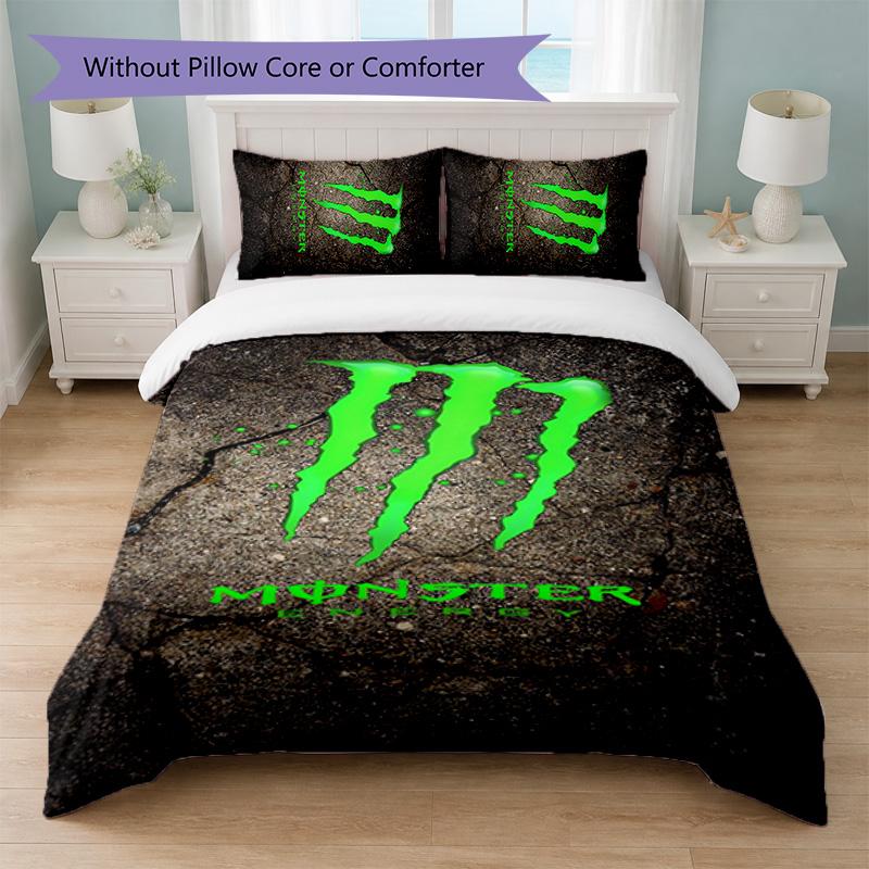 Monster Energy Принт 3 шт. Комплект пододеяльника 1 пододеяльник и 2 наволочки Мягкое постельное белье для домашней спальни