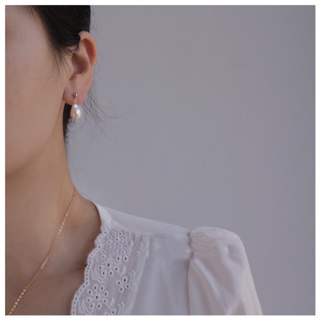 Винтажные плиссированные серьги-гвоздики с жемчугом AK Baroque в форме капли воды, иглы из серебра 925 пробы, позолоченные 14-каратным золотом, натуральные жемчужины особой формы, длинные и короткие стили