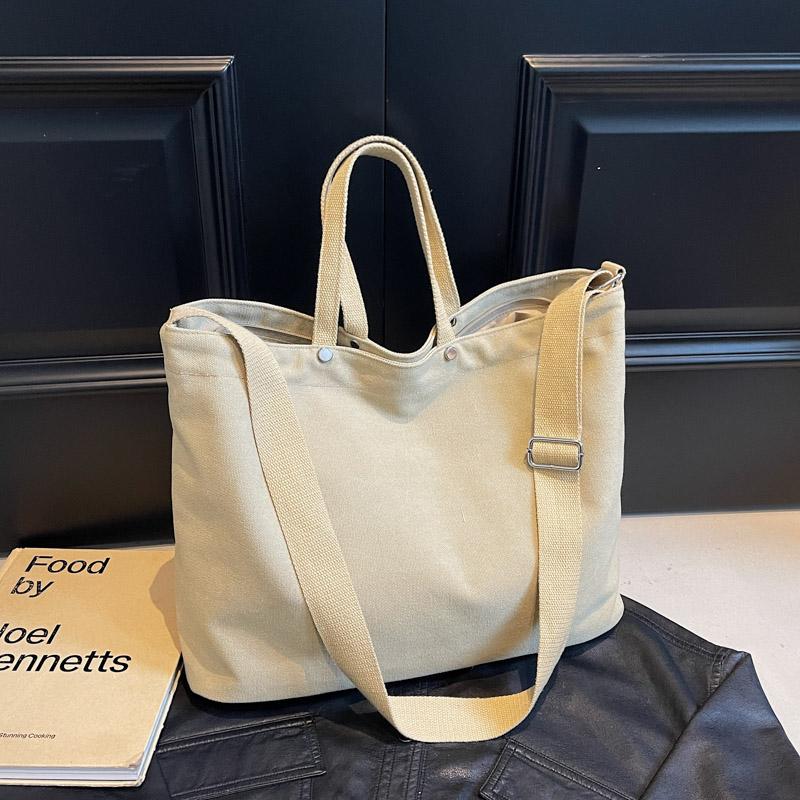 Холщовая сумка женская большая вместительная сумка через плечо студенческая однотонная сумка через плечо для поездок на работу