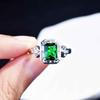 Sollid 925 Sterling Silver Emerald Ring Box For Women Square Silver 925 Jewelry Green Emerald Gemstone Wedding Rings Anel Box