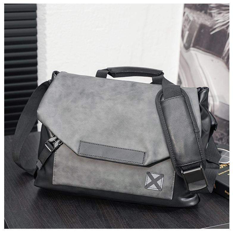 TS JYL laptop bag,Men Flip Shoulder Bag Large Leather Casual Crossbody Bag
