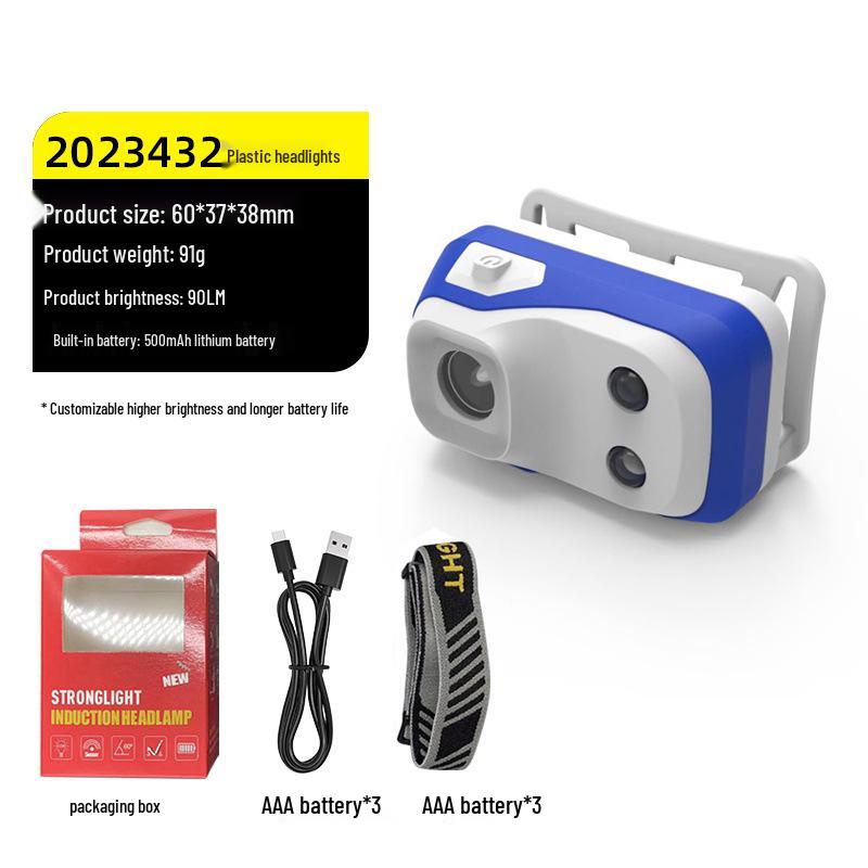 Светодиодный лазерный фонарь с двумя режимами света, перезаряжаемый налобный фонарь - Суперяркий, длительное время работы от аккумулятора, идеально подходит для ночной рыбалки