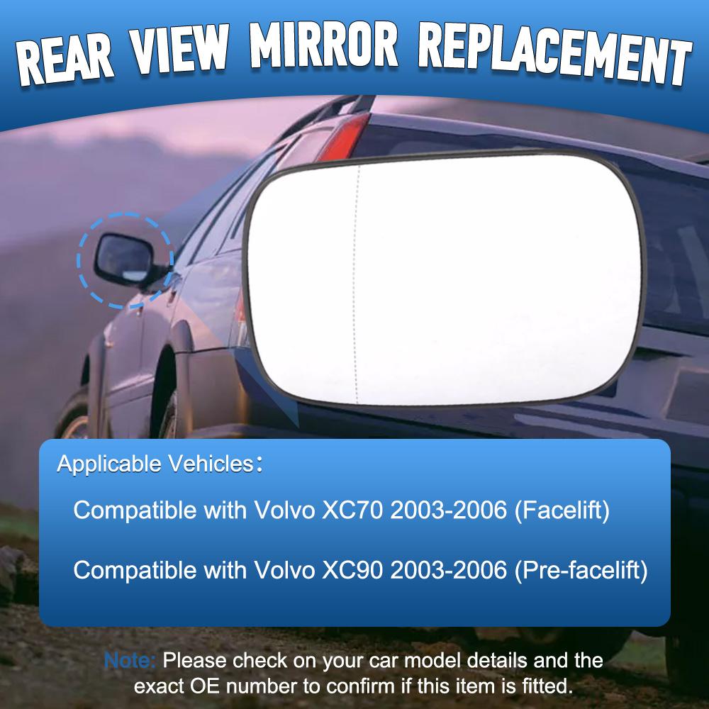 Для Volvo XC70 Рестайлинг XC90 Дорестайлинг 2003 2004 2005 2006 Зеркало боковое с подогревом Стекло Линза Дверь Крыло Зеркало заднего вида Стекло