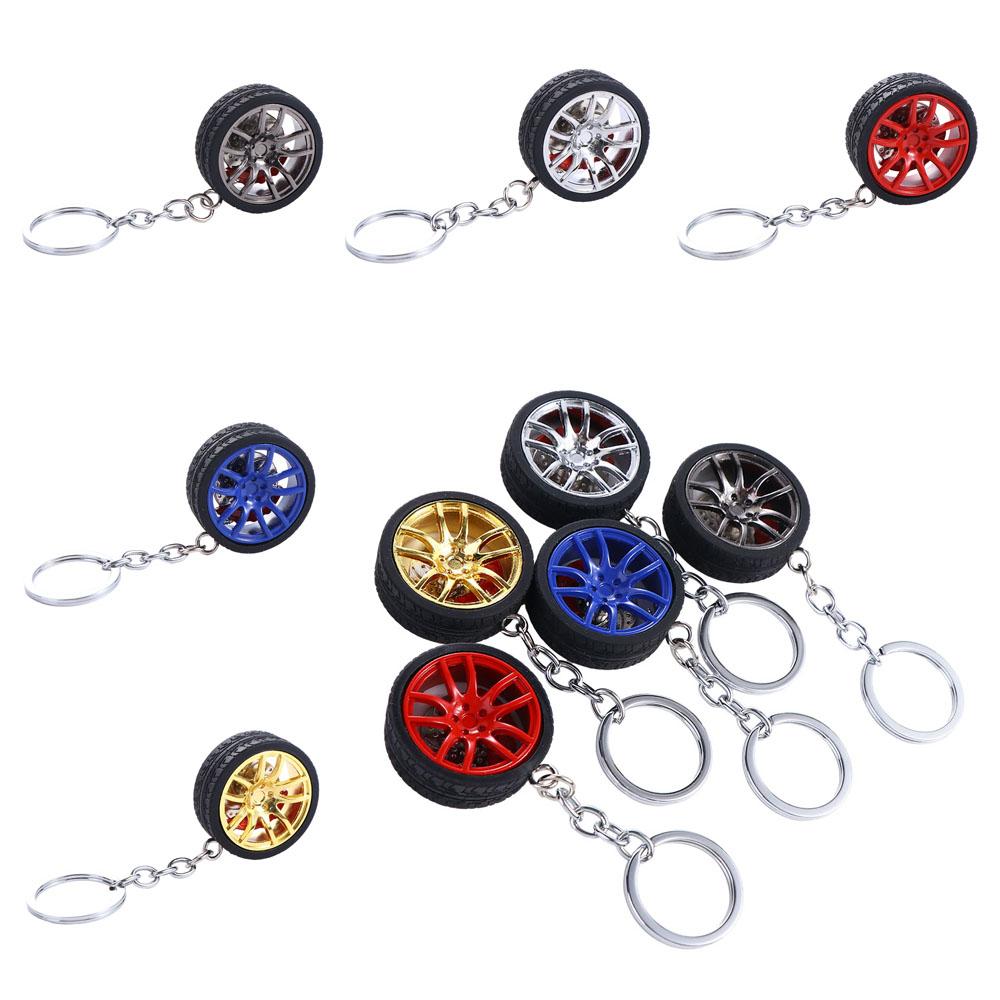 Zinc Zinc Alloy Wheel Rim Rubber Tire Keyring Simulation Tire Car Wheel Keychain Key Chain Car Lover Gifts
