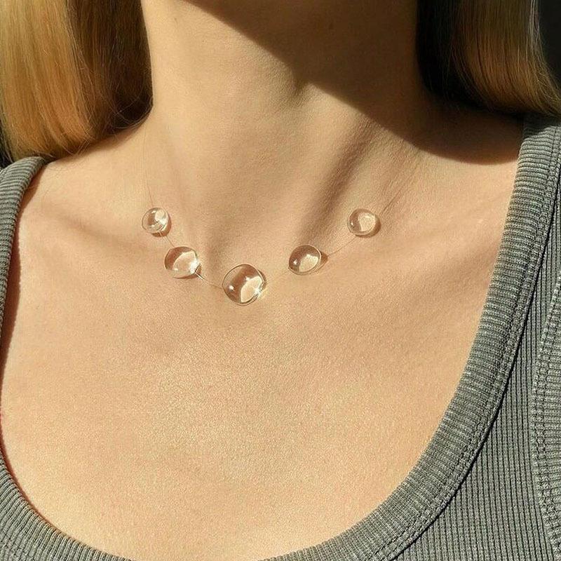 New Fashion Minimalist Transparent Crystal Dewdrop Earrings Niche High-End Unique And Versatile Clavicle Chain