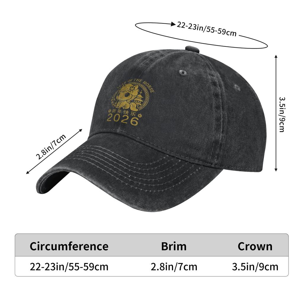 Year Of The Horse 2026 Chinese Lunar New Year Print Caps Men Women Cotton Trucker Hat Lerisure Headwear Baseball Cap Adjustable