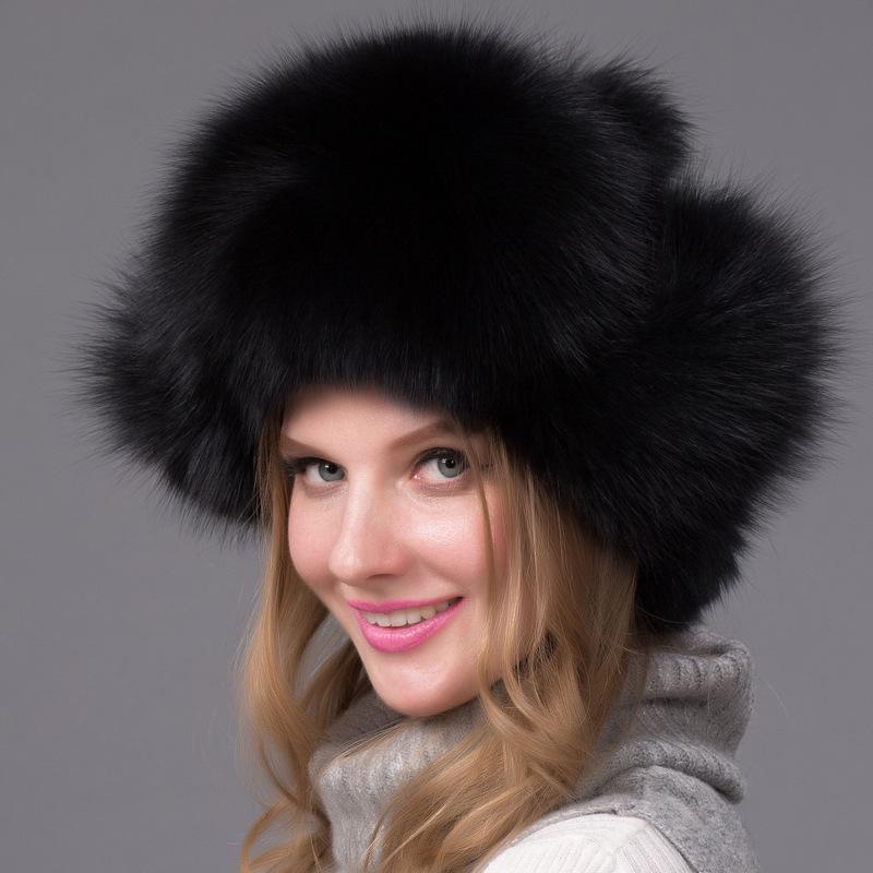 2023 100% Real Fox Fur Hats Women's Russian Ushanka Aviator Trapper Snow Skiing Hat Caps Earflap Winter Raccoon Fur Bomber Hat