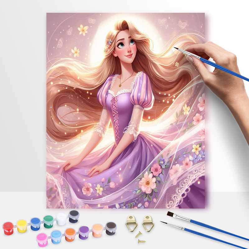 Disney Рапунцель Масляная Краска Ручная Роспись Набор Декор Классический Стиль Домашний Декор Элегантный Принцесса Цветочный Арт DIY Стена Холст Подарок 123