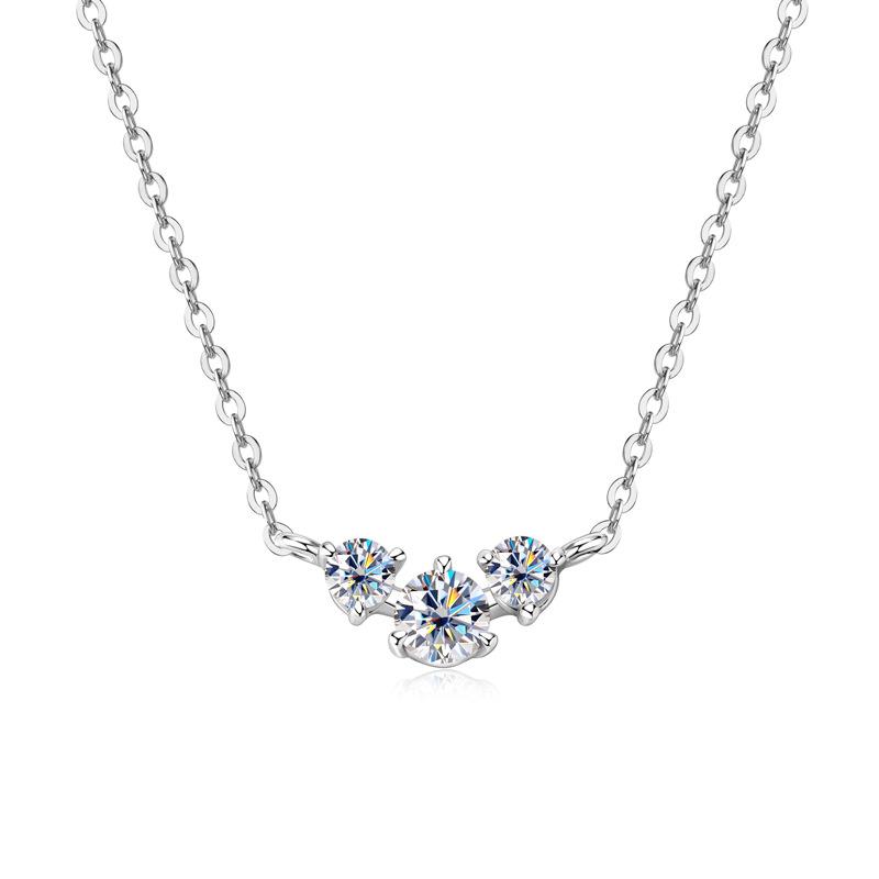Silvere Glam Корейская версия персонализированного ожерелья с муассанитом в виде смайлика Инс Модное крутое ювелирное ожерелье из стерлингового серебра 925 пробы