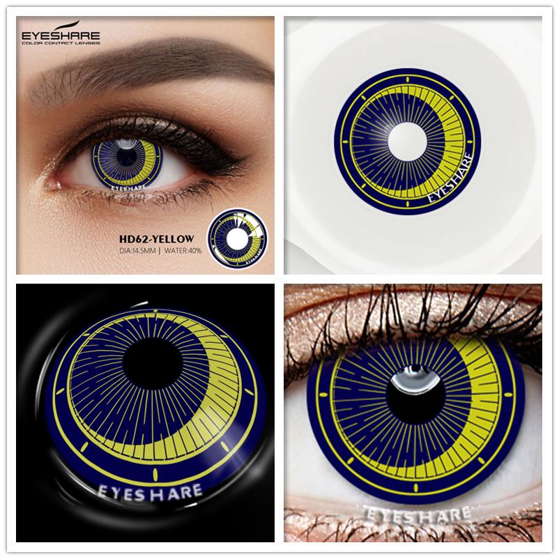 Eyeshare Цветные контактные линзы для глаз, 1 пара, цветные линзы для косплея в стиле аниме, синие, красные линзы для Хэллоуина, контактные линзы, косметический макияж