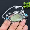 Prehnite, Blue Topaz Gemstone 925 Sterling Silver Gift Jewelry Necklace 18"