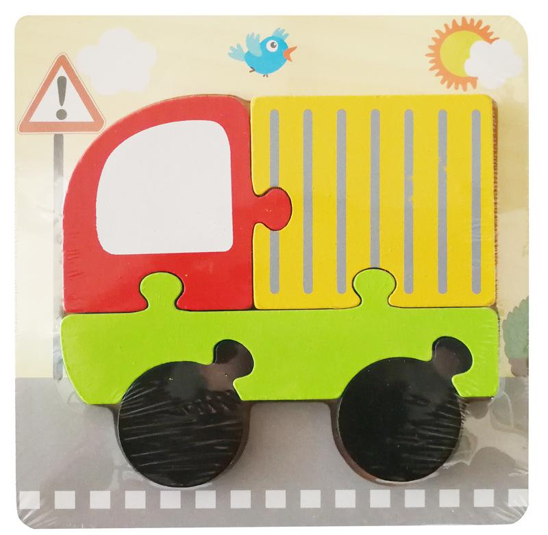 Деревянная Имитация Мультяшный Транспорт Животное Пазл Раннее Детство Образование Строительный Блок Дети Ребенок Когнитивный Трехмерный Пазл