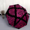 1pc Rose Pattern Automatic Folding Umbrella, Portable Collapsible Design, 8-Rib Iron Frame, All-Season Casual Outdoor Accessory yy250905077