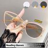 Versatile Photochromic Reading Glasses for Women and Men Classic Cat Eye Full Frame Blue Light Blocking Far Sight Eyeglasses