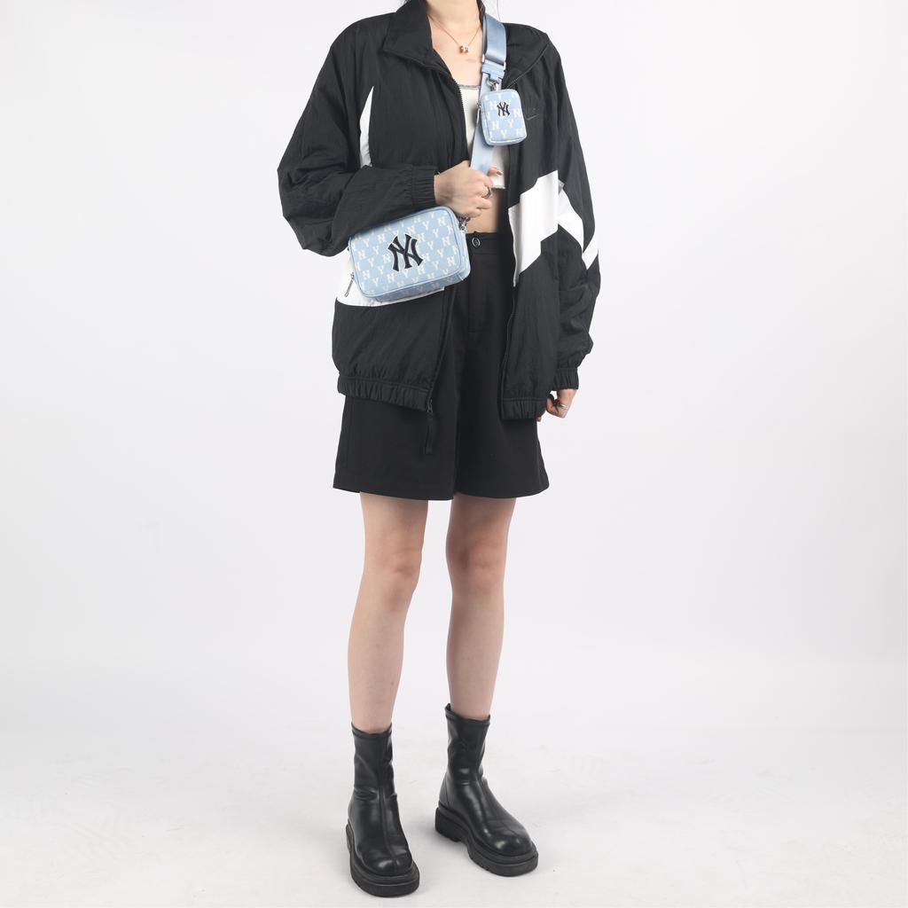 New MLB Monogram Collection Polyester Combo Bag Camera Bag Crossbody Bag Shoulder Bag Unisex Haze Blue White 3ACRS022N-50BLL