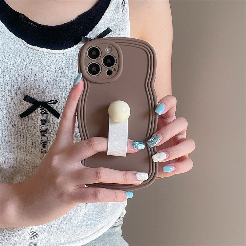 Wave X Silicone Full-Cover Anti-Fall Apple 15ProMax Phone Case with Simple Ring for Summer Joy