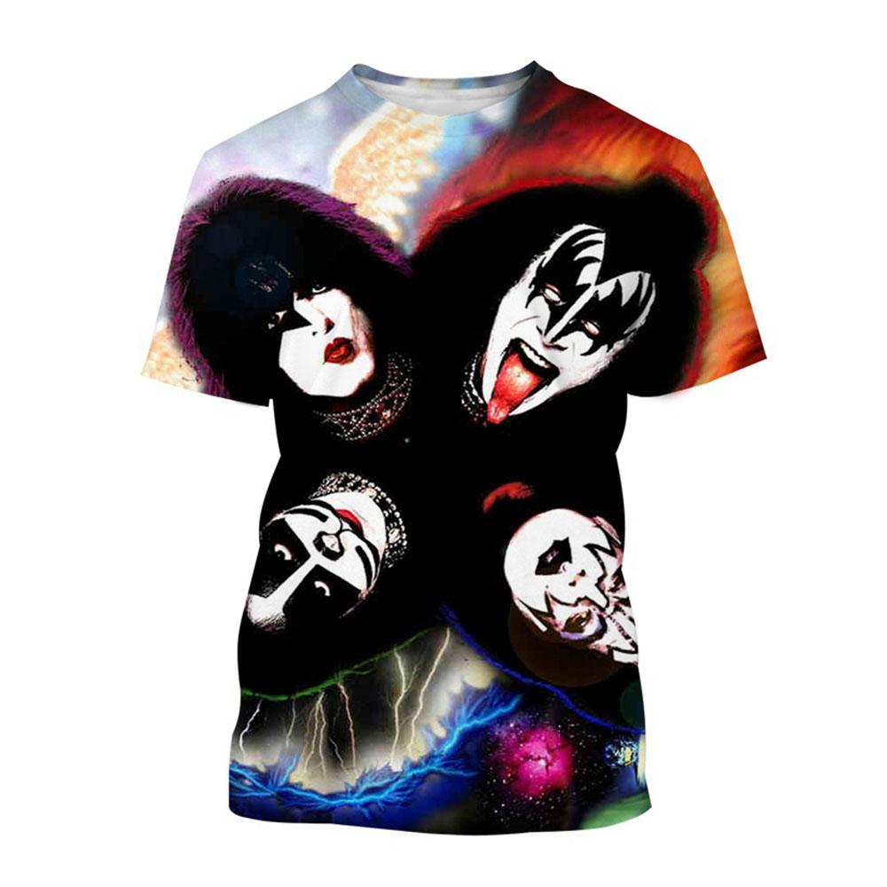 Новые футболки Rock Kiss Band с 3D принтом для мужчин и женщин, футболка с короткими рукавами и круглым вырезом, уличная одежда, большие детские топы в стиле Харадзюку, футболки, одежда