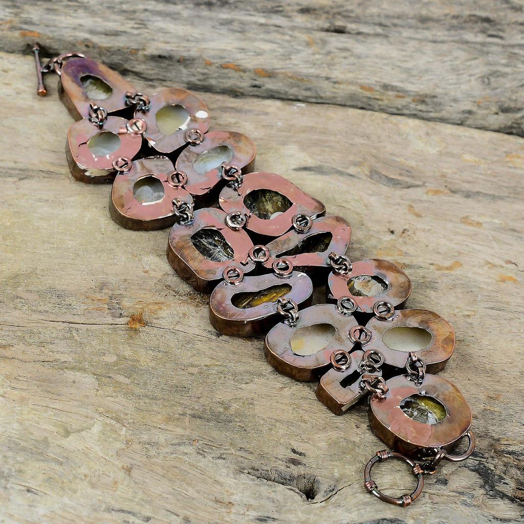 Браслет из перламутра, гальванический медный браслет, регулируемый браслет-цепочка, браслет ручной работы из настоящего драгоценного камня, медный ювелирный подарок для него