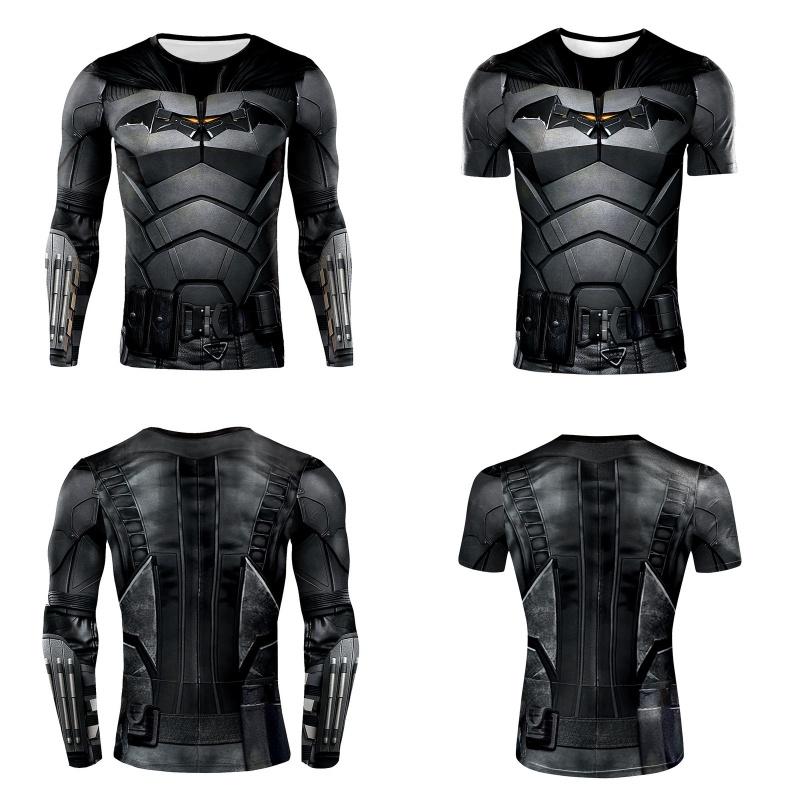 Durable Black Polyester Batman Cosplay Tee For Sports And Fitness