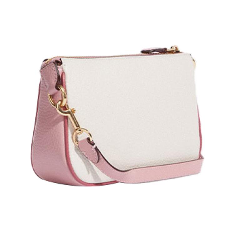 New COACH Nolita Cow Leather Pochette, Shoulder Bag, Wrist Bag, Clutch Small Size Women's White & Pink CA797-IMCAH