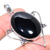 Natural Black Onyx Gemstone Handmade 925 Sterling Silver Pendant 2.21" u0U69