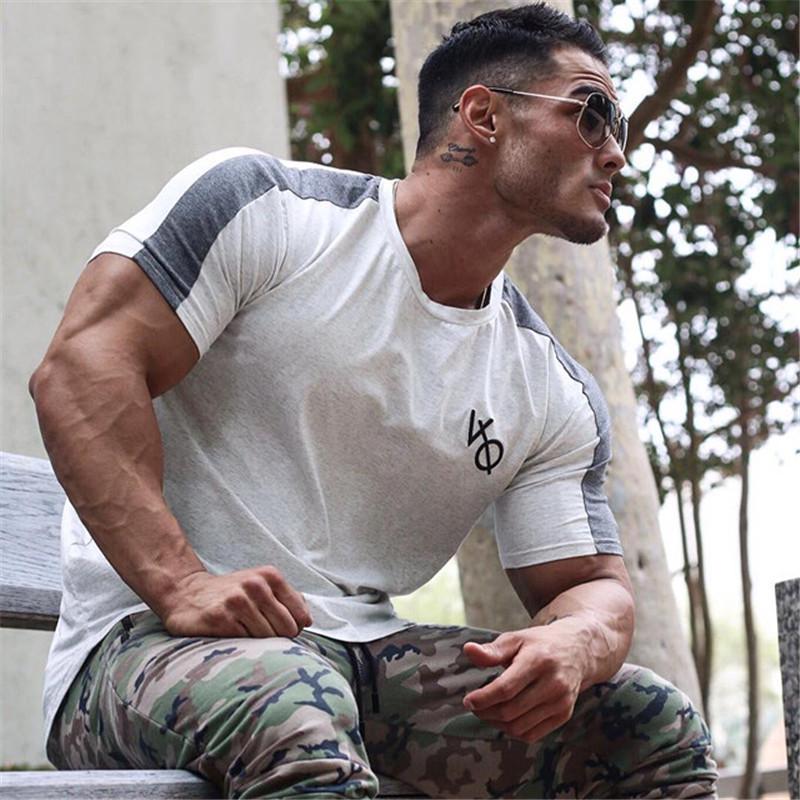Хлопковая футболка с круглым вырезом для бега, фитнеса, с коротким рукавом, летняя мужская спортивная повседневная футболка