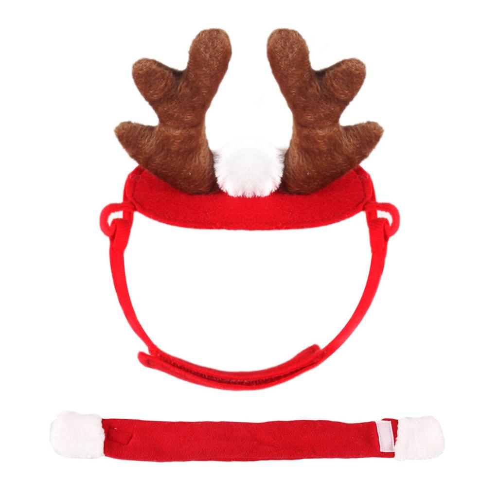 Funny Antler Headband Pet Headwear Photo Props with Scarf for Cats and Dogs for Holiday Photoshoots and Parties