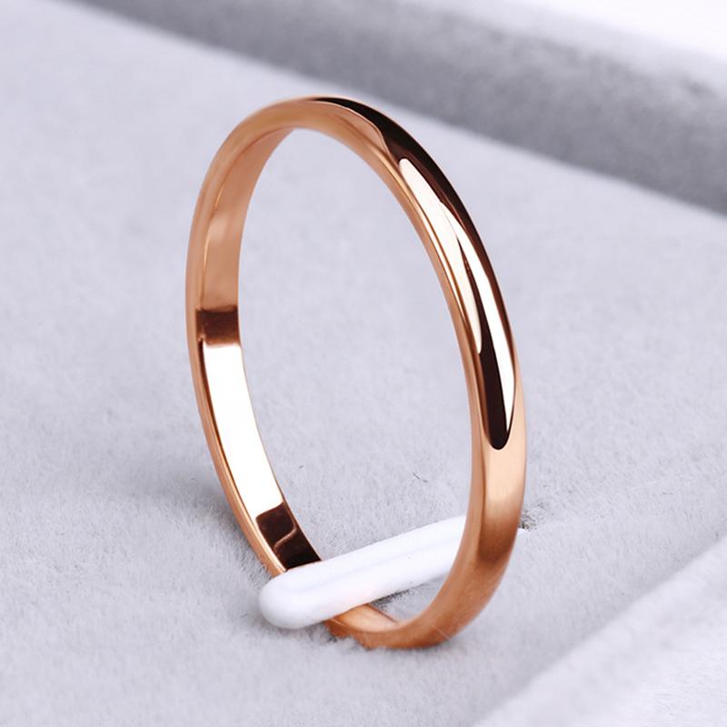 Stainless Steel Rings Rose Gold Anti-allergy Smooth Simple Wedding Couples Rings Bijouterie