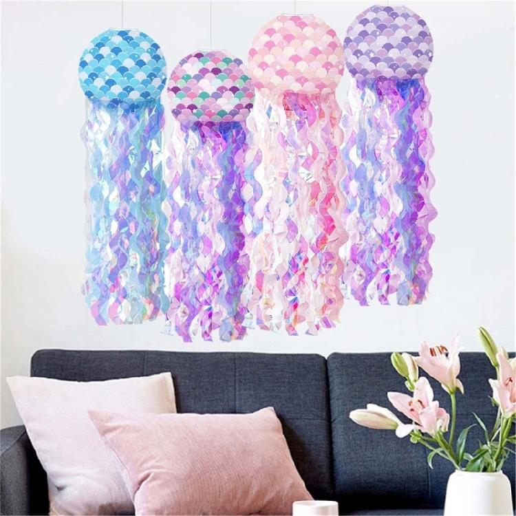Hanging Mermaids Jellyfish Paper Lanterns Birthday Party Ornament Baby Showers Decoration Sea Themed Party Accessories