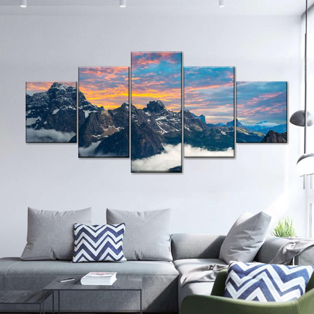 Landscape Canvas Posters Home Decor 5 Pieces Natural Lake Paintings Wall Art Scenery Pictures Modular Living Room Decor No Frame
