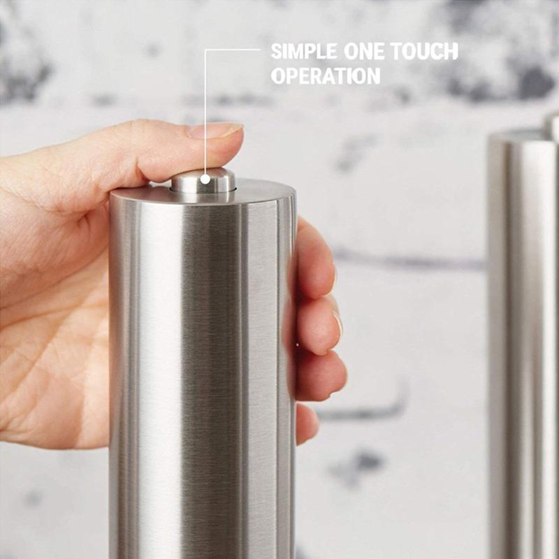 1 шт., электрическая мельница для соли и перца, автоматическая одноручная шлифовальная машина из нержавеющей стали с подсветкой и регулируемой степенью грубости