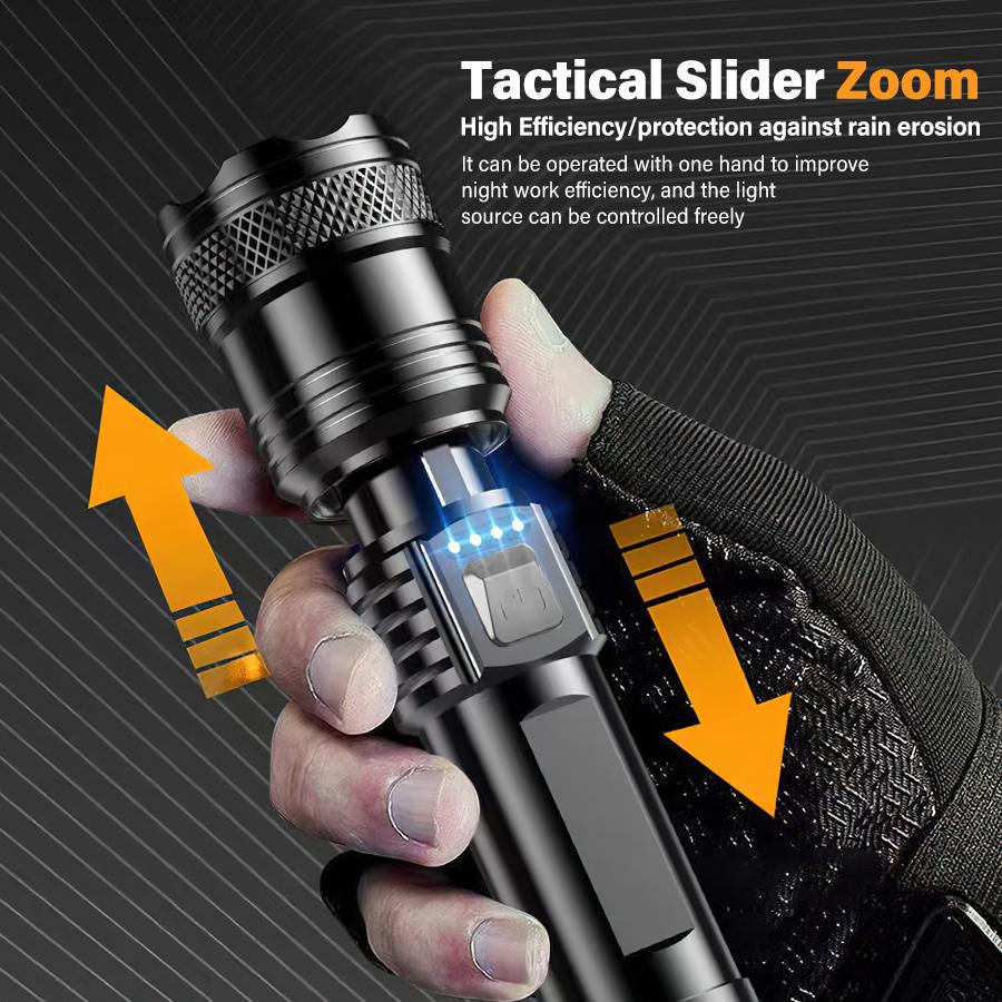 High Power Hand P50 LED Flashlight Built-in Battery USB Rechargeable Outdoor Camping Light Portable Torch Emergency Lighting