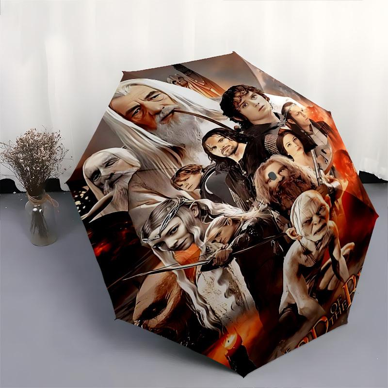 1pc Lord of the Rings Automatic Folding Umbrella - Compact 8-Rib Design, Durable Plastic & Iron1466L