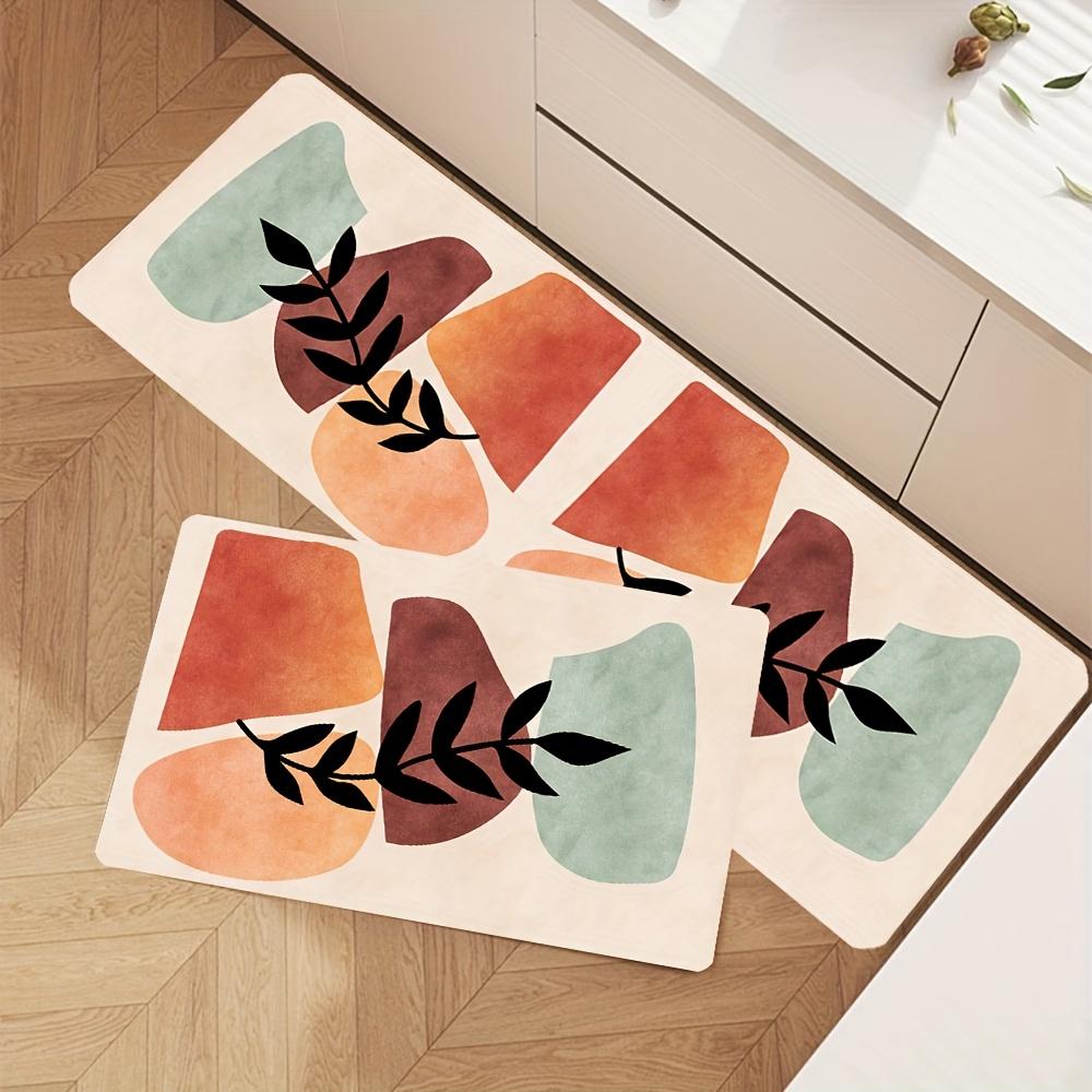 1Pcs Abstract Geometric Pattern Floor Mat Modern Kitchen Polyester Rug Non-Slip Colorful Indoor Carpet, For Home Bathroom Bedroom Living Room Decor