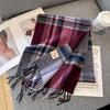 100% Wool Scarf For Women Men British Style Tartan Plaid Cashmere Scarves With Tassel Female Winter Warm Neck Scarf Shawl