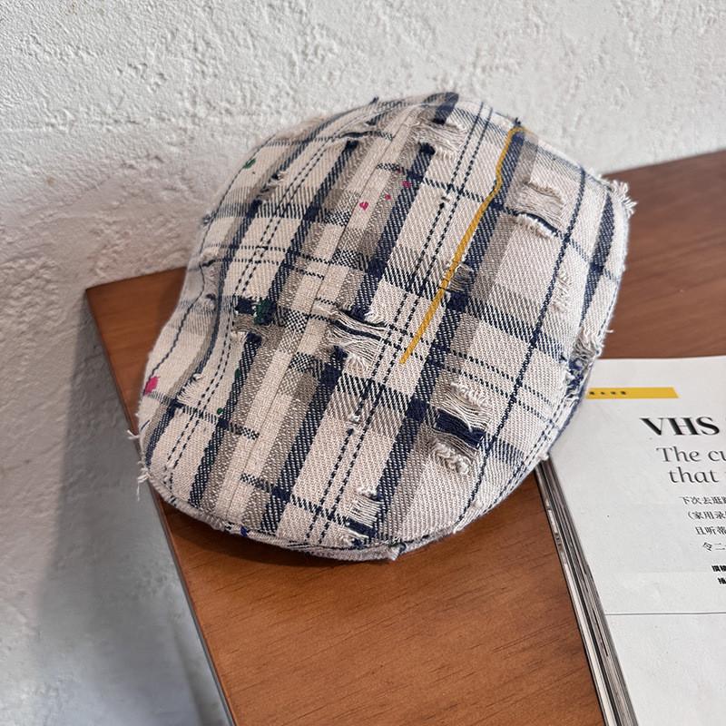 Ретро берет в клетку с ветрозащитным козырьком для повседневной носки и для законодателей моды