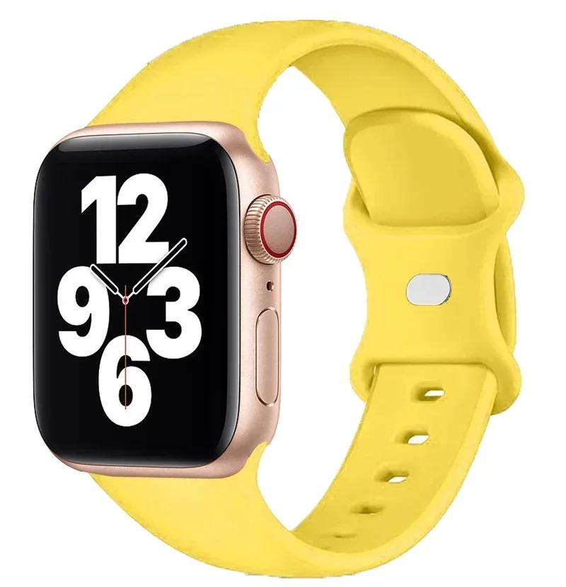 Силиконовый ремешок для Apple Watch 44мм 40мм 45мм 41мм 42-38мм спортивный браслет на запястье iwatch series 8 7 se 3 4 5 6 9 ultra 2 49мм