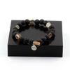 Stones and Minerals. Super Seven Bracelet (Melody's Stone) from Brazil + 8 Mm Lava Beads. Made In France.