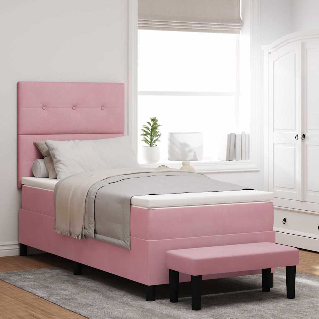 Box Spring Bed with Headboard Pink 200 x 80 cm Velvet