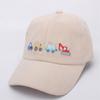 Simple Embroidery Cartoon Four Little Car Water-Washed Cotton Baseball Cap for Boys and Girls, Sun Protection and Shade Covering