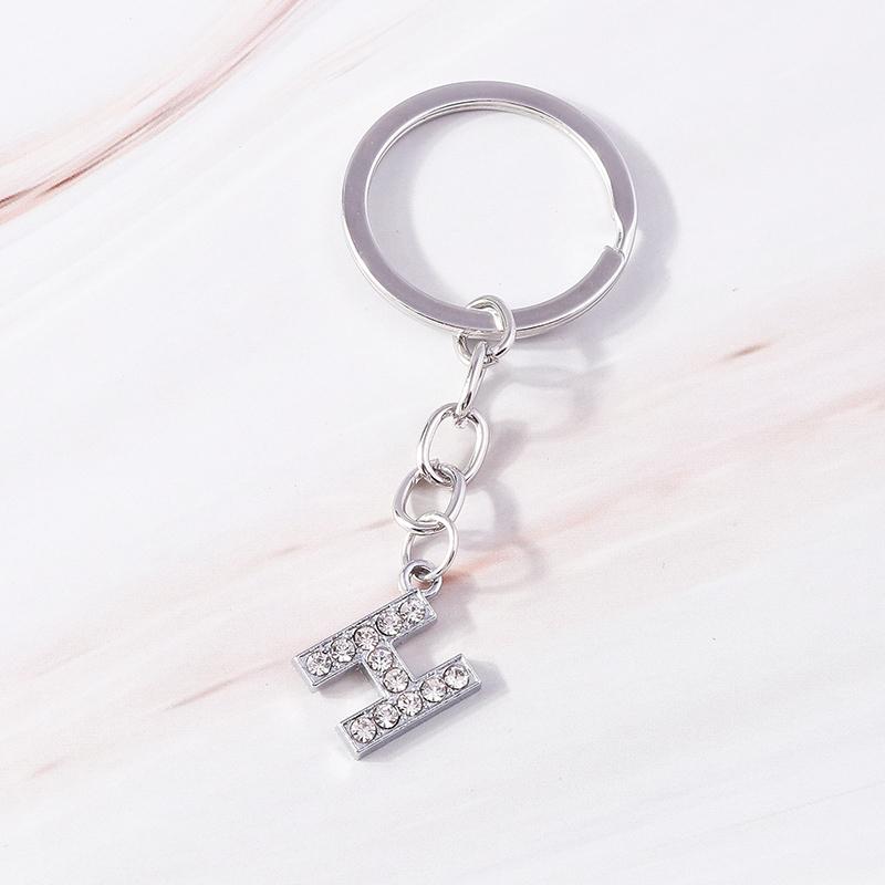 Fashion Charms 26 English Letters A-Z Alphabet Keychain Crystal Rhinestones Alloy Key Rings Gift for Handbag Jewelry DIY