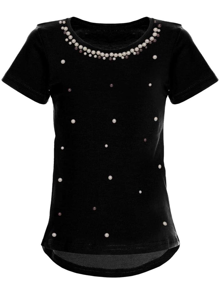 Girls T-shirt with Faux Pearls